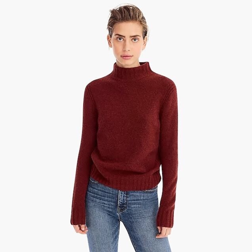 JCrew Mockneck Sweater in supersoft yarn- Mahogany